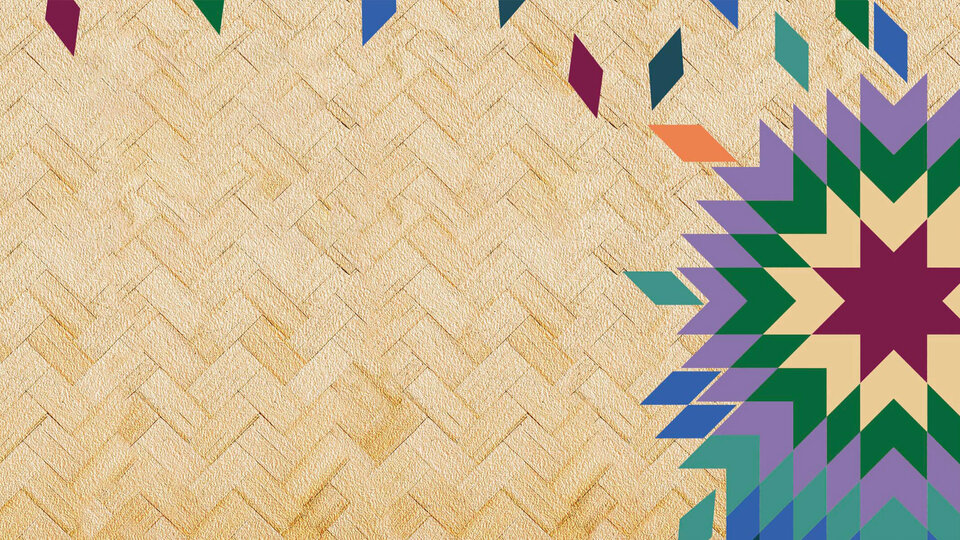 parquet floor pattern with quilt design overlay